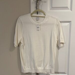 J. Crew Ivory Short Sleeve Knit Top